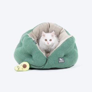 HUFT パーフェクト・パーチベッド（アボカドおもちゃ付き）猫・子犬用 – グリーン＆グレー